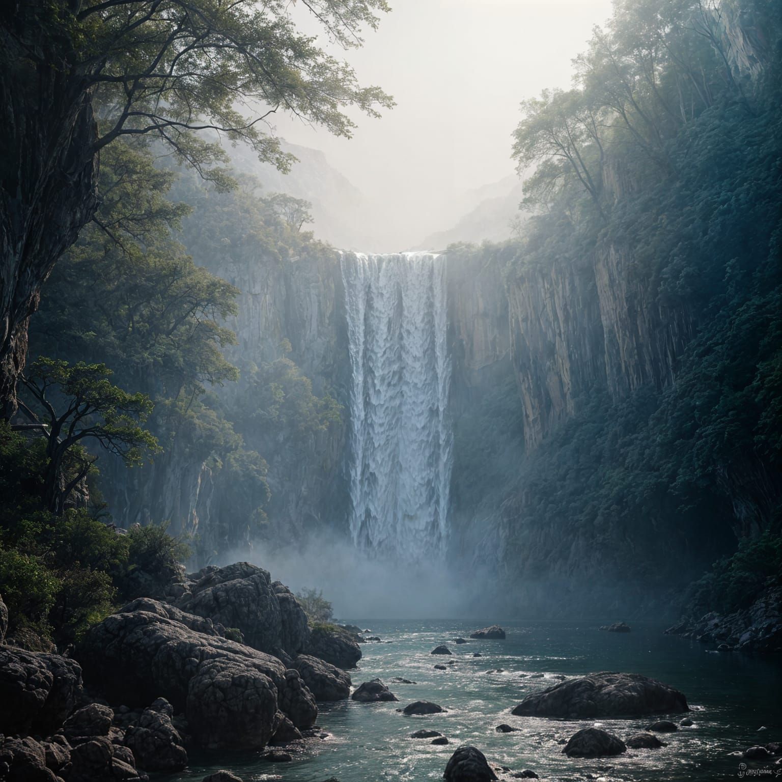 Mystical Morning at Acheron Falls, Cinematic Film Still