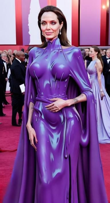 Angelina Jolie in Opalescent Purple Slime Dress