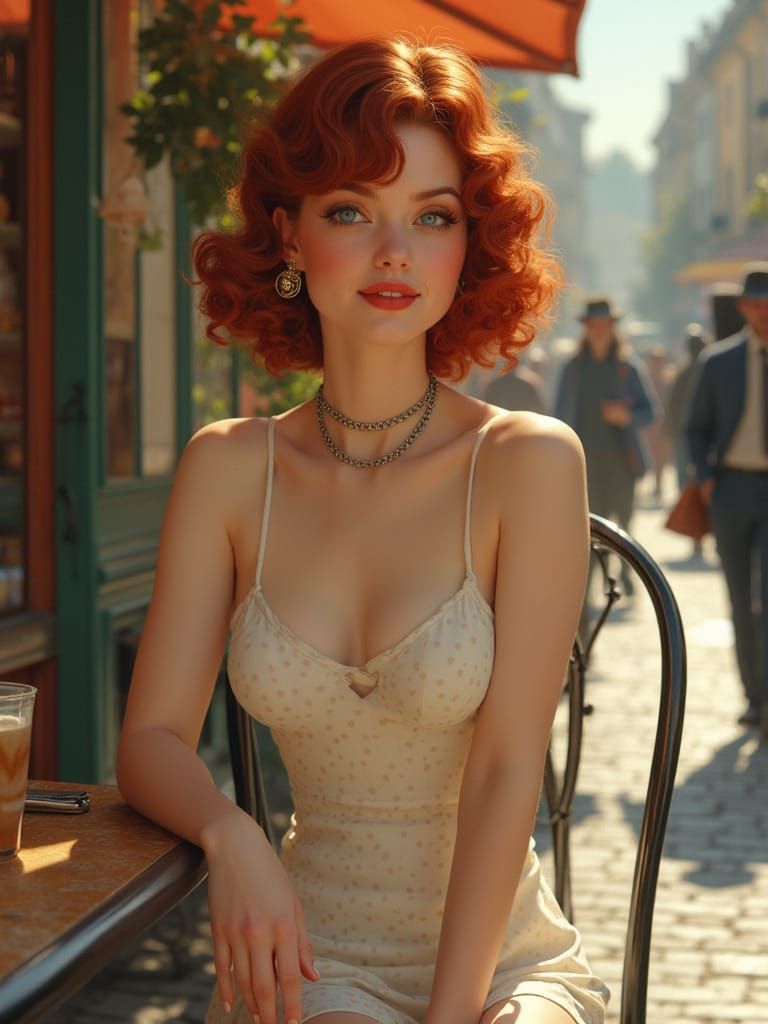 1920s Woman in Art Nouveau Digital Art Style