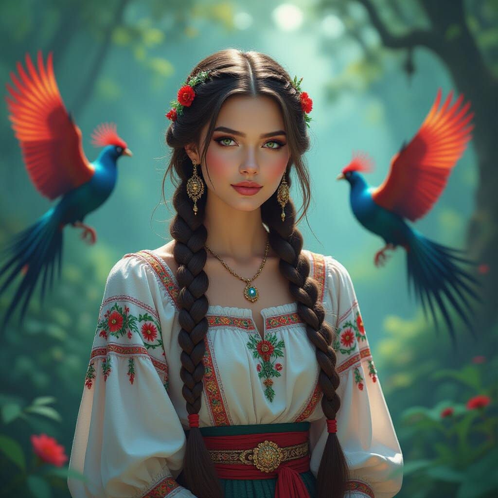 Mythical Russian Beauty in Fantasy Forest