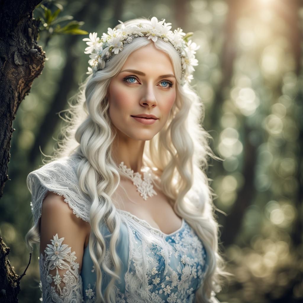 Hyperrealistic Elf Portrait with Nordic Dress