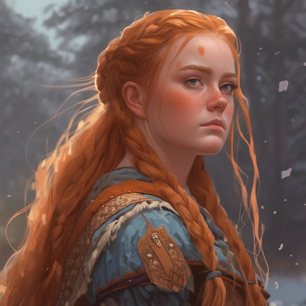 Viking Shield Maiden in Ethereal Fantasy Style