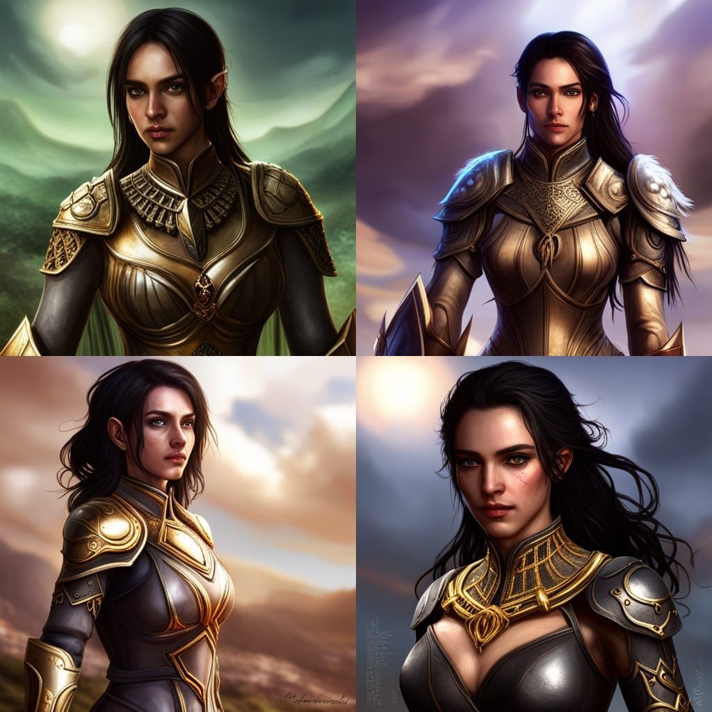 Hyperrealistic Half-Elf Cleric in Armor