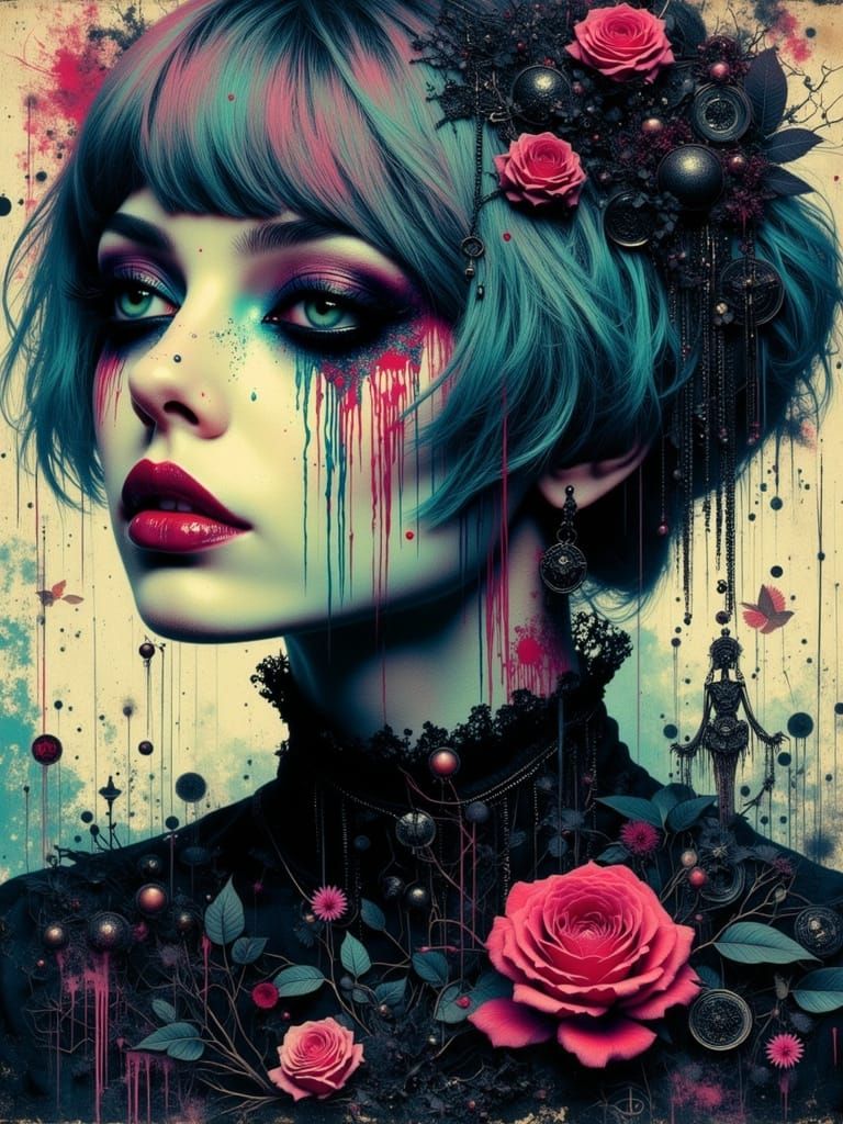 Gothic Abstract Portrait of a Melancholic Woman