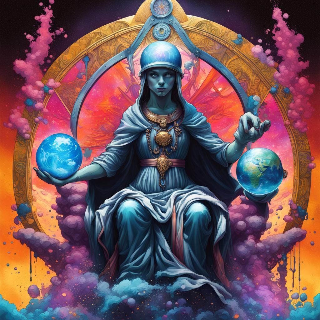 The World Tarot Card in Street Art Style