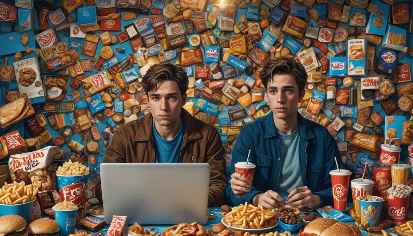 Two Men: Indulgence vs Discipline in Digital Art