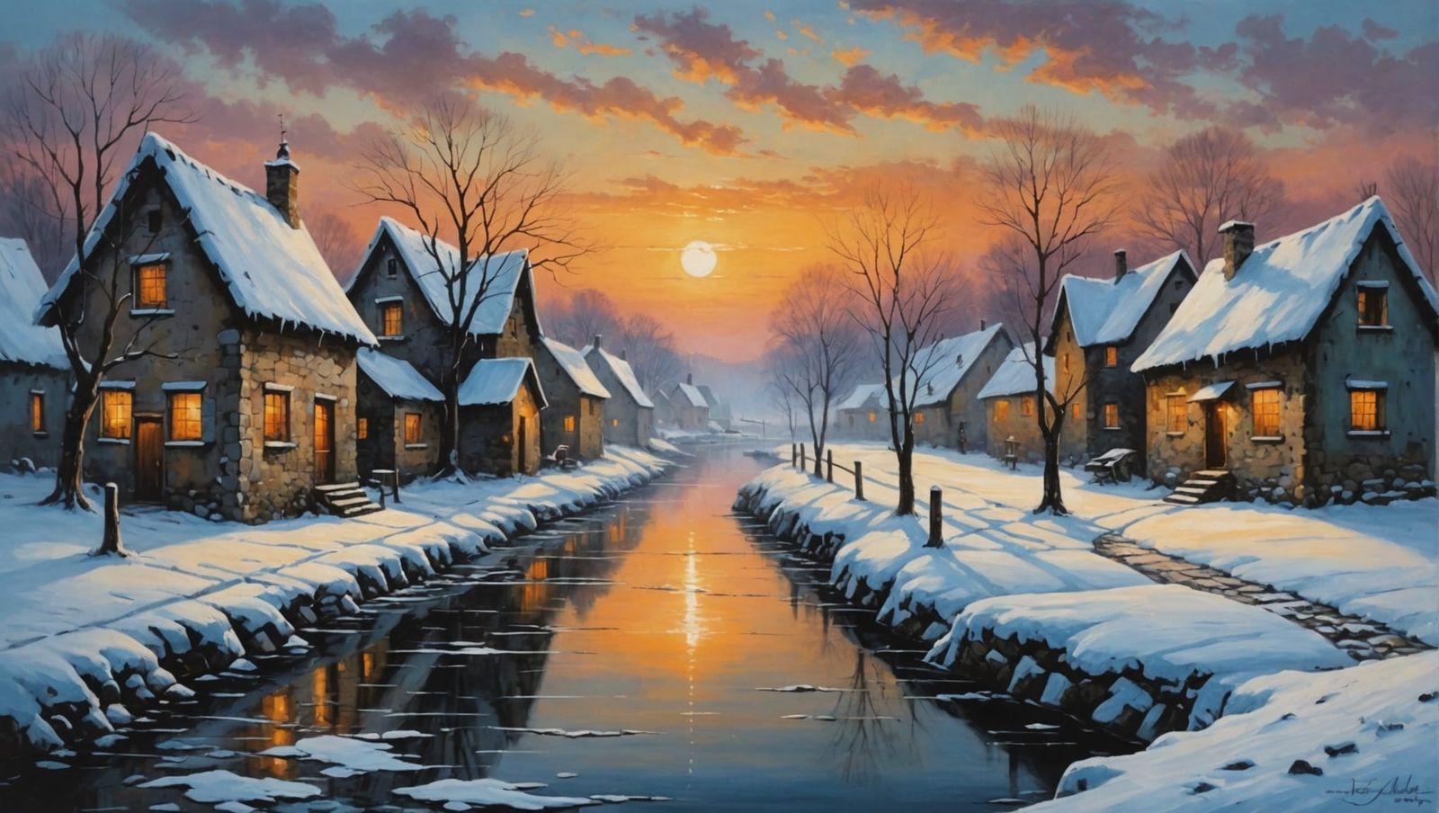 Winter Village Alley in Dark Fantasy Style