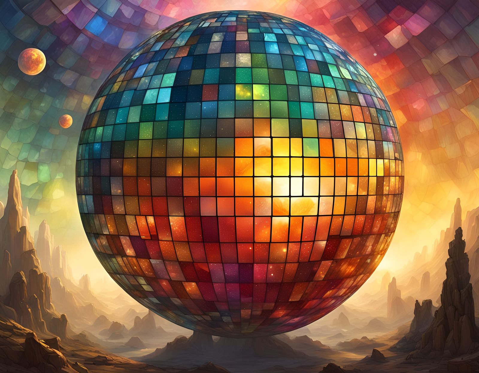 Stained Glass Dyson Sphere in Nebula