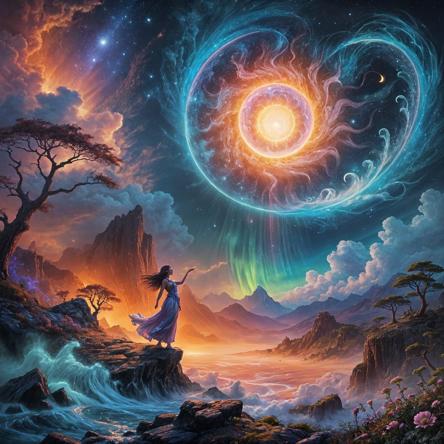 Surreal Goddess Embarks on Celestial Quest in a Vibrant, Myt...