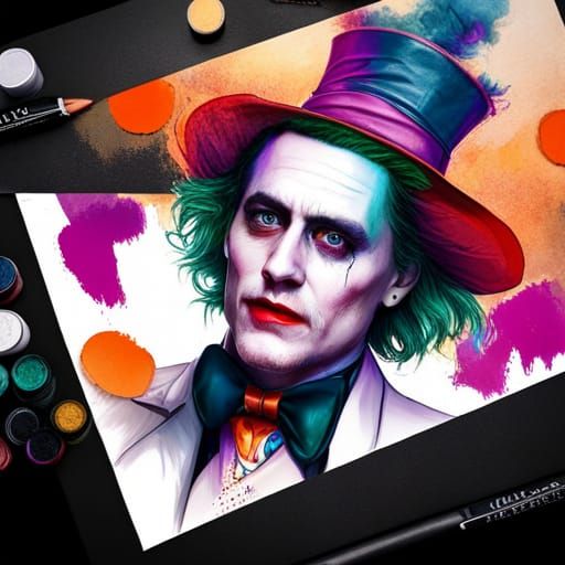 Joker Mad Hatter Portrait in Digital Art Style