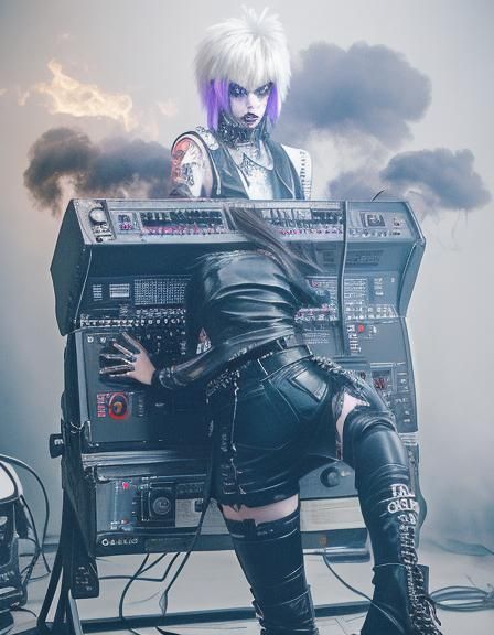 Detroit Punk Rock Model in Techno Fog