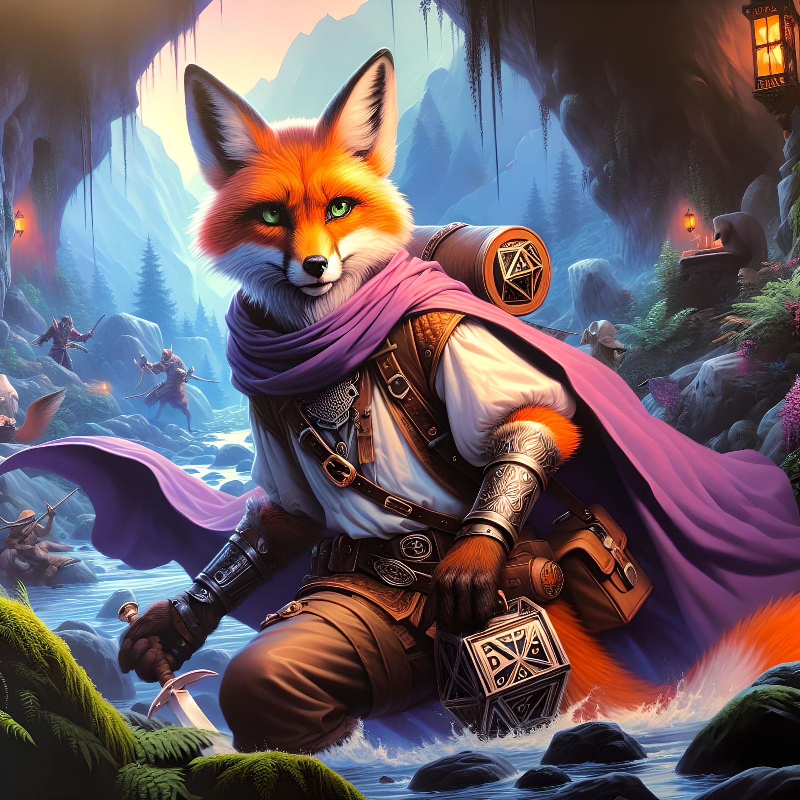 Fox Adventurer Figure in Oil Painting Style