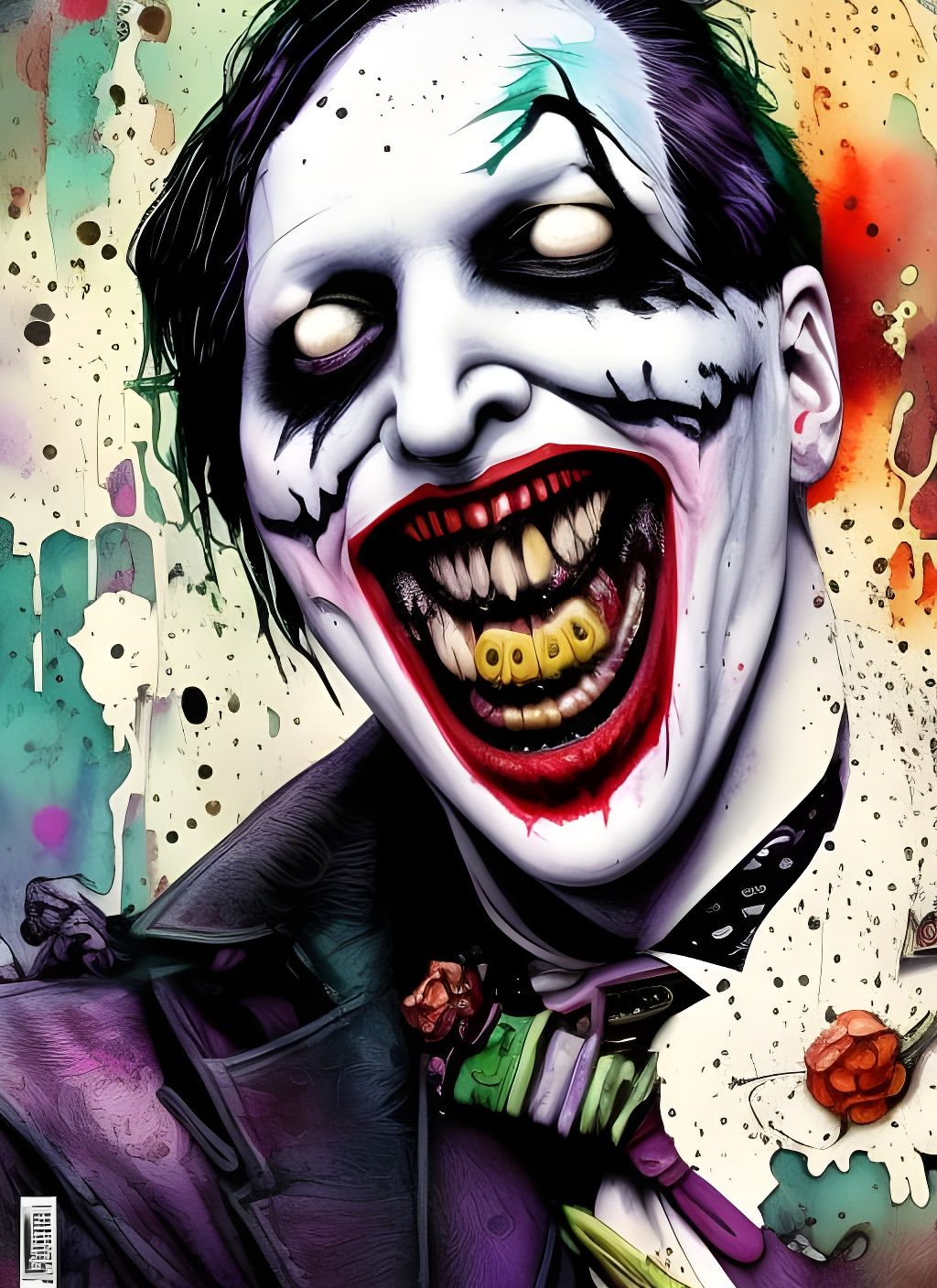 The Joker Colorful Watercolor Splash Art
