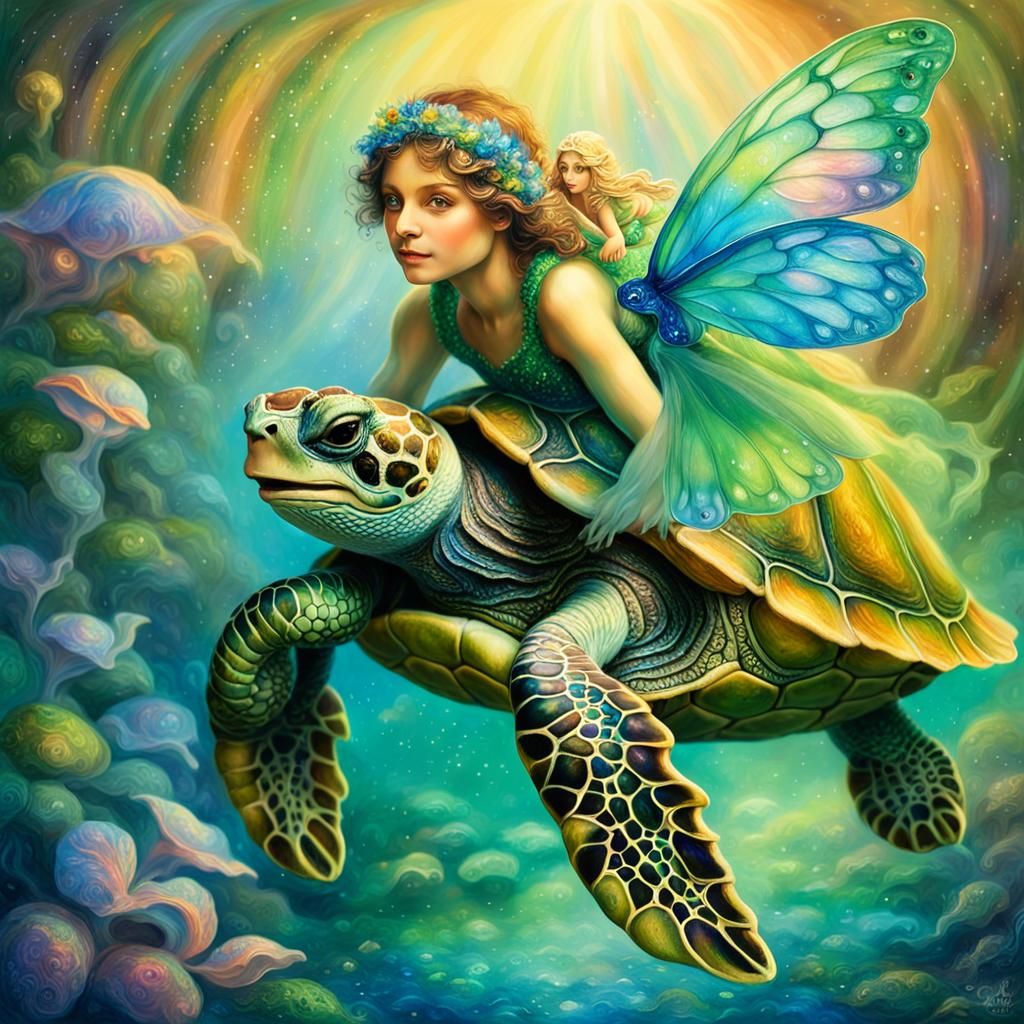 Green Fairy Turtle Rider