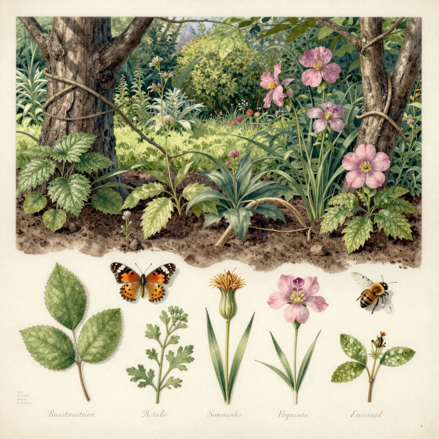 Botanical Illustration Meets Realistic Garden