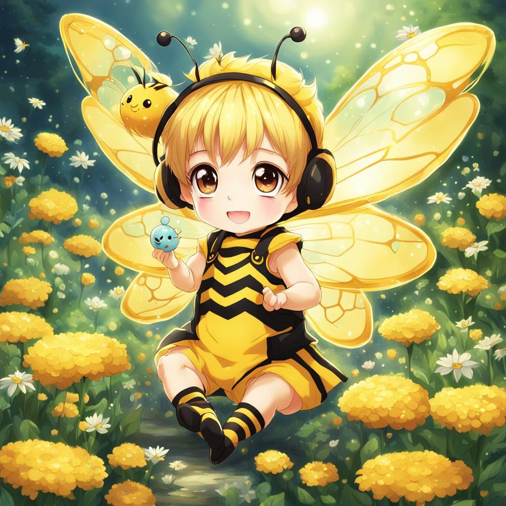 Baby Bee Fairy in Anime Manga Style