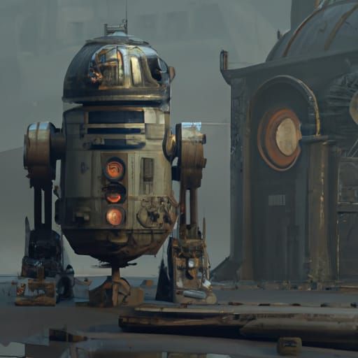 Steampunk Gothic R2-D2 Detailed Matte Painting