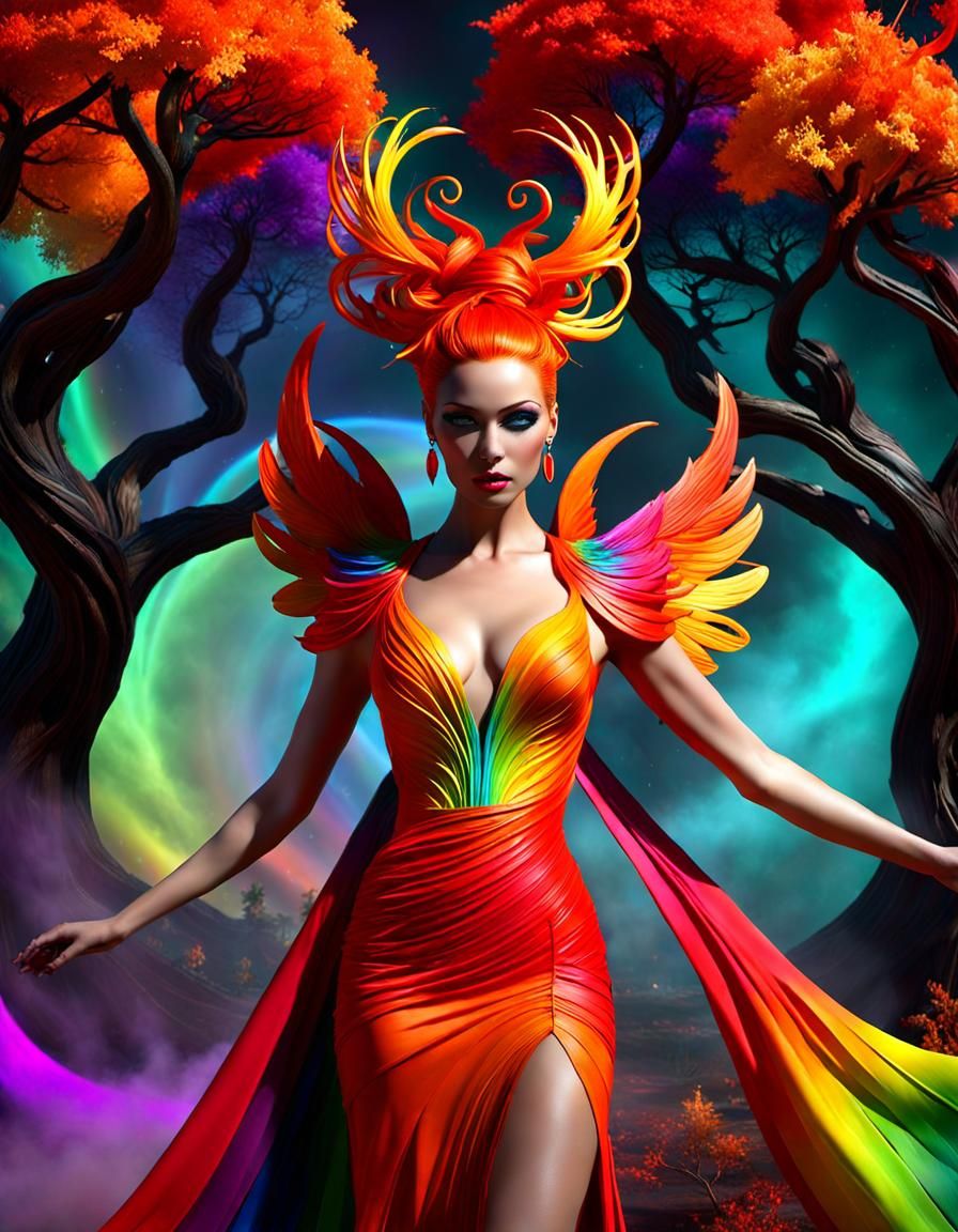 Fiery Angelpixie in Rainbow Shadows