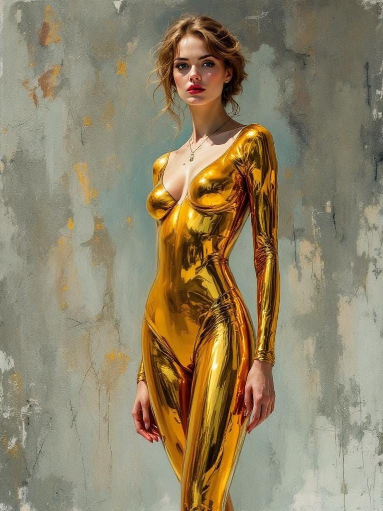 Swedish Pin-Up in Watercolor and Line, Motorcycle Show