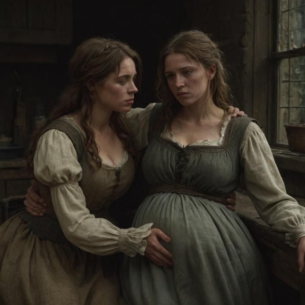 Hyperrealistic Image of Peasant Couple Expecting Child