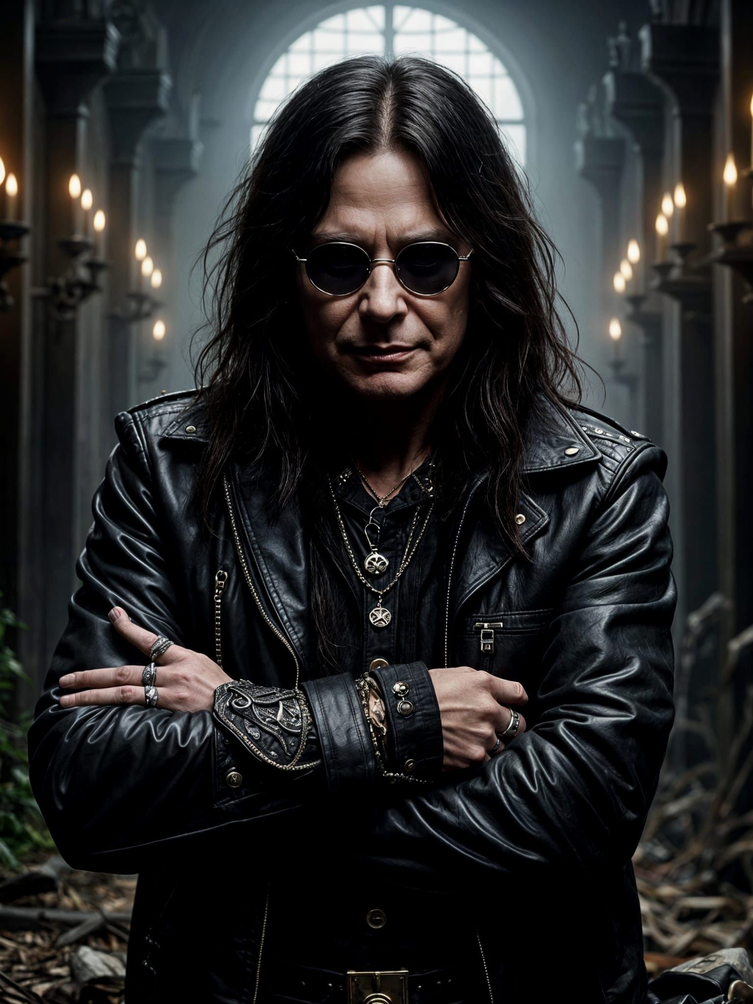 Ozzy Osbourne Portrait in Hyperrealism Style