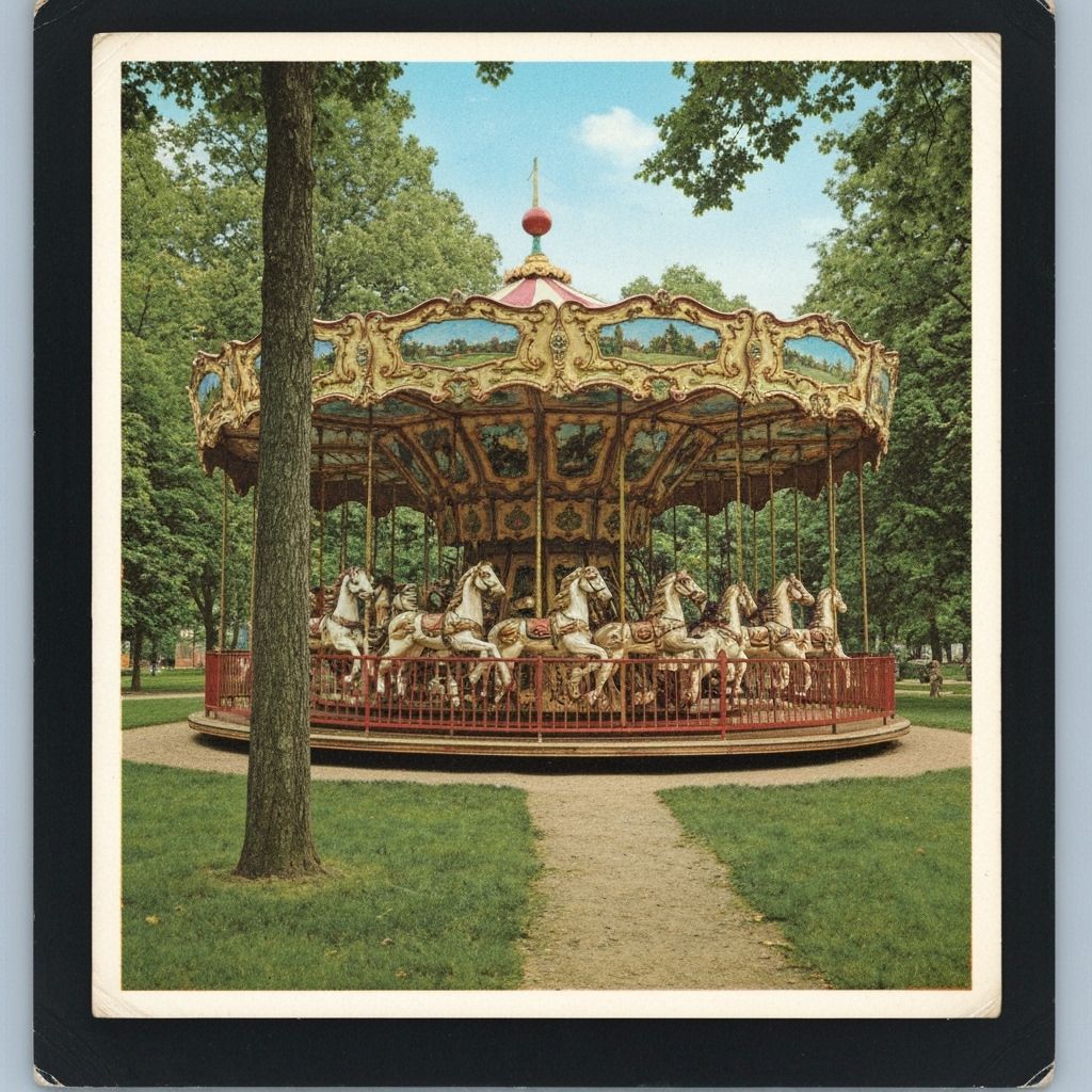 Vintage Carousel Photography in Lush Park