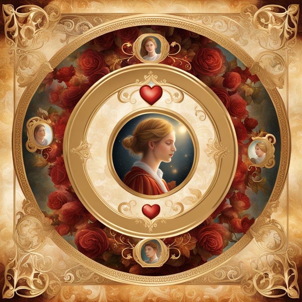 Love Oracle Card in Renaissance Style