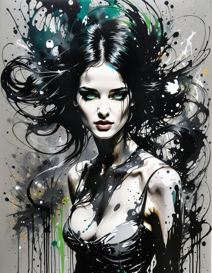 Eva Green Ink Splatter Street Art Portrait