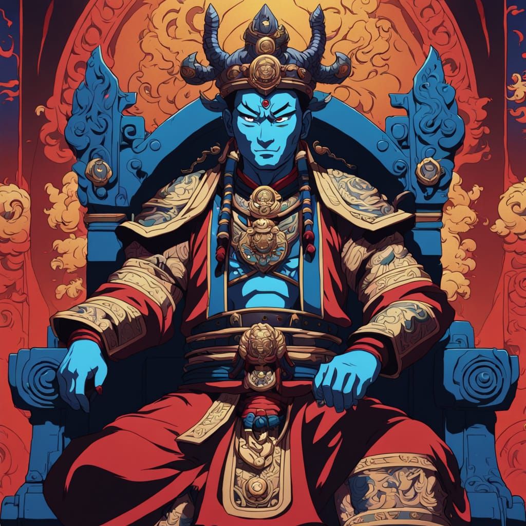 Palden Lhamo on Throne in Anime Manga Style