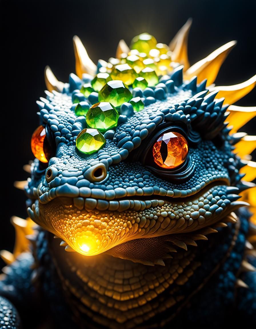 Crystal Dragon Hatchling Microportrait in Hyperrealistic Sty...