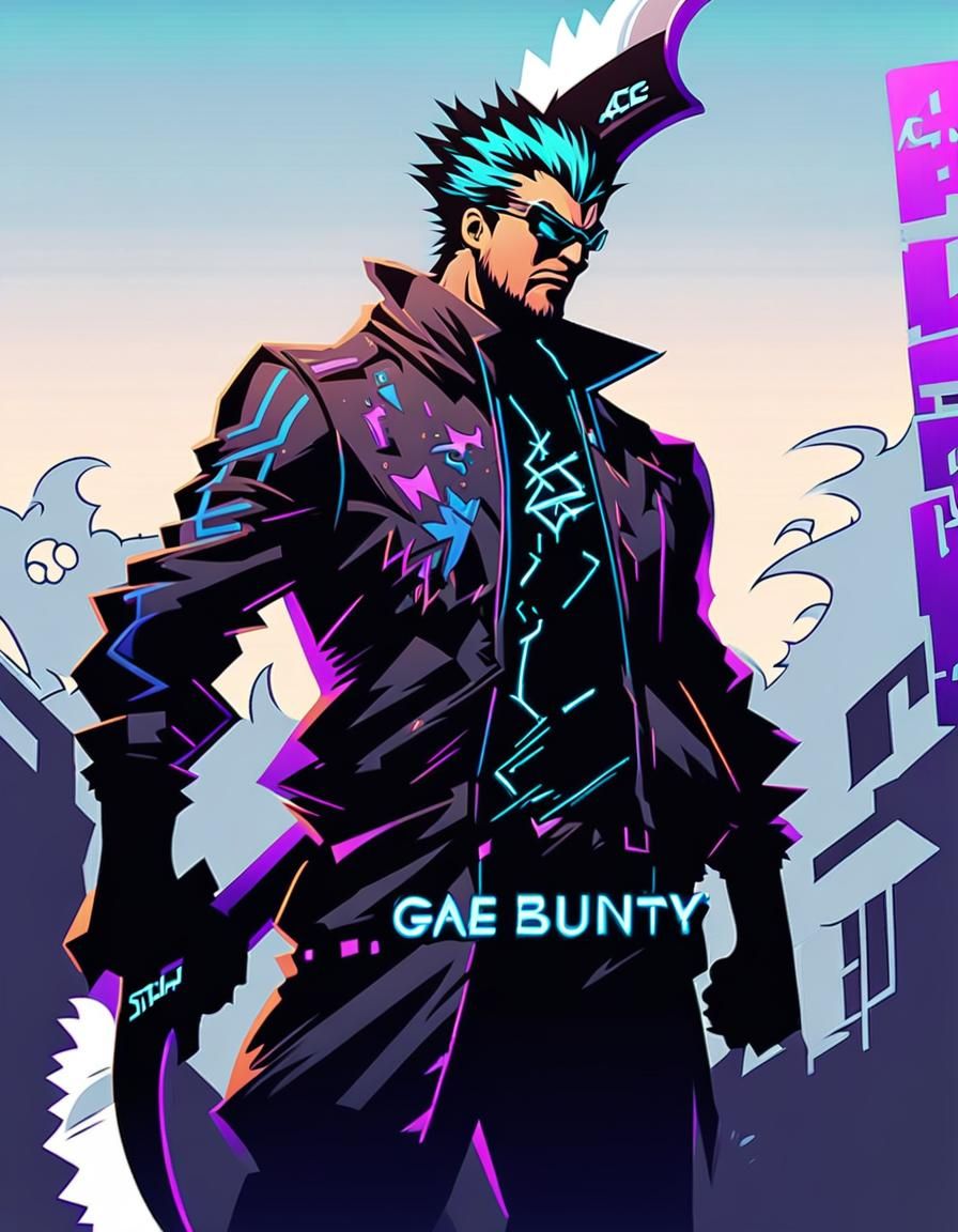 Anime Bounty Hunter with Axe Hair, Studio Trigger Style