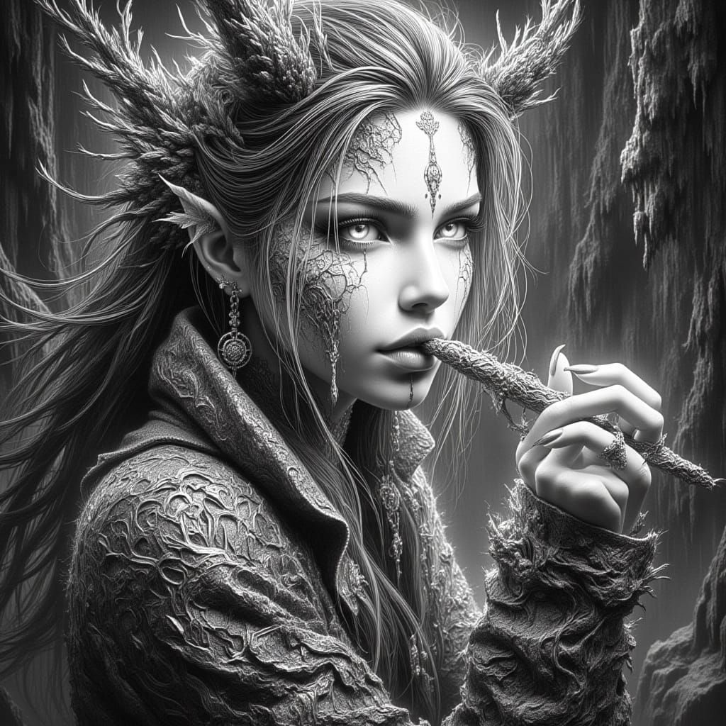 Bard Playing Flute in Dark Fantasy Realm