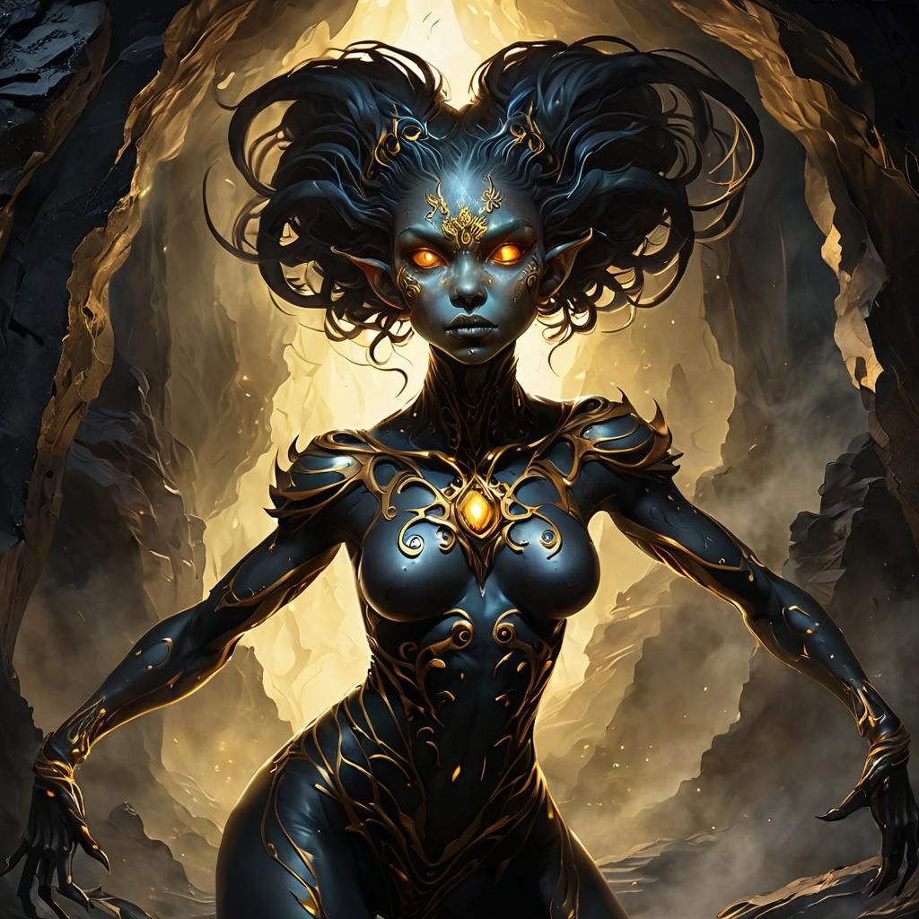 Voluptuous Shadow Creature in Cosmic Cavern