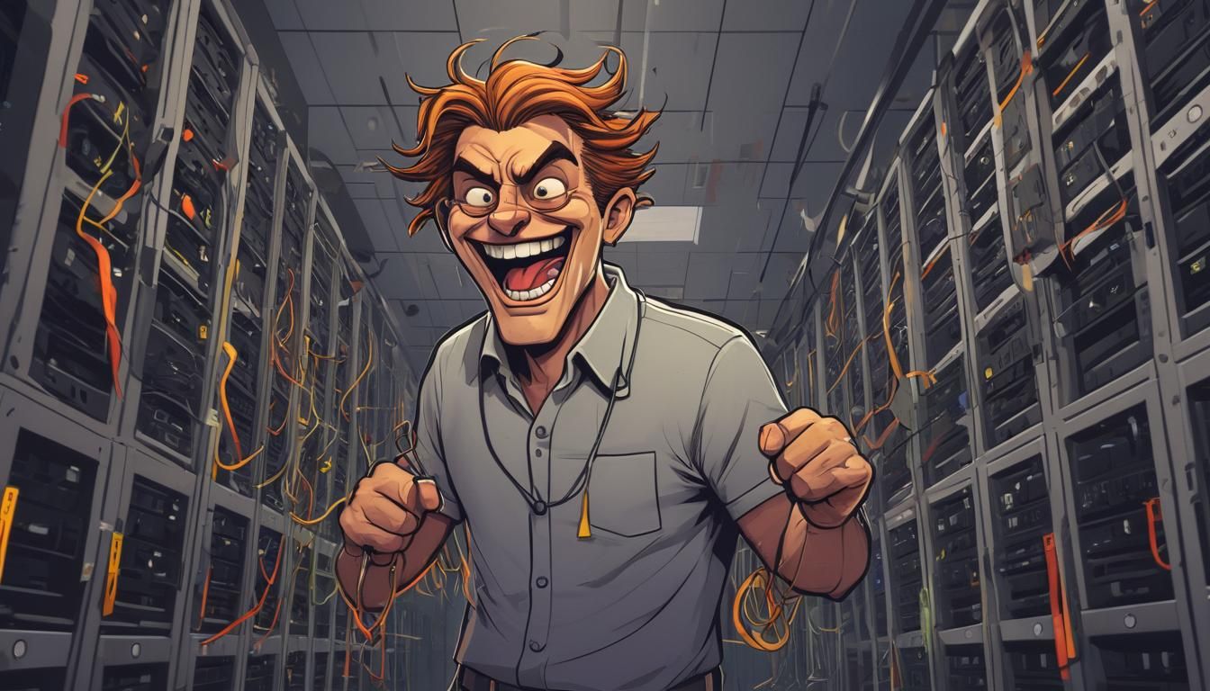 Sysadmin Sabotage: A Humorous Cartoon Illustration