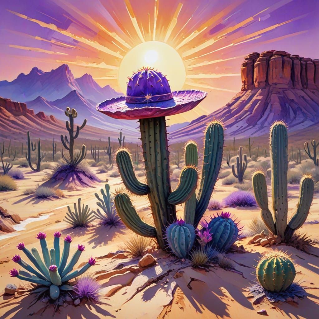 Vibrant Cacti Oasis in Gouache Epic