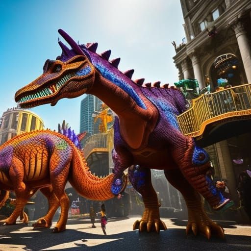 Dinosaur Mardi Gras Parade in Steampunk Sydney