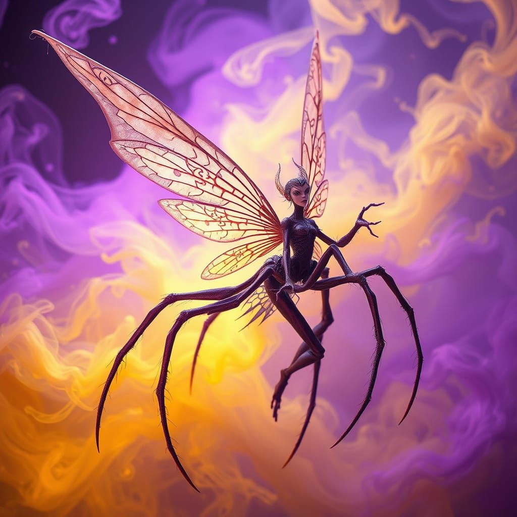 Mystical Spider Fairy in Dark Fantasy Art Nouveau
