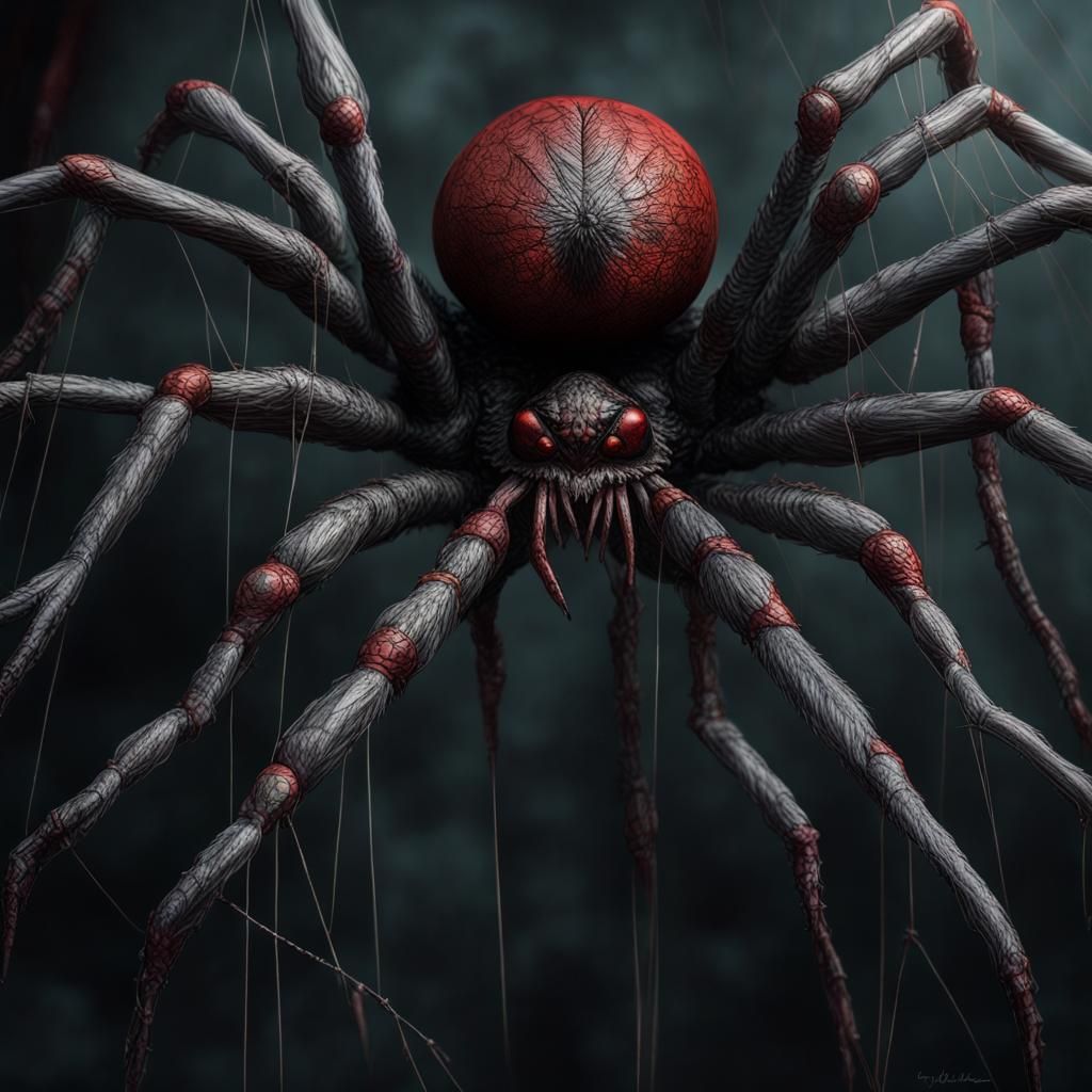 Eldritch Spider Queen in Brutalist Style