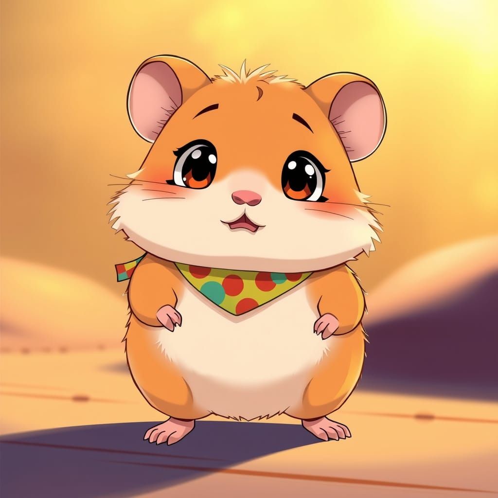 Cute Hamster in Vibrant Anime Style