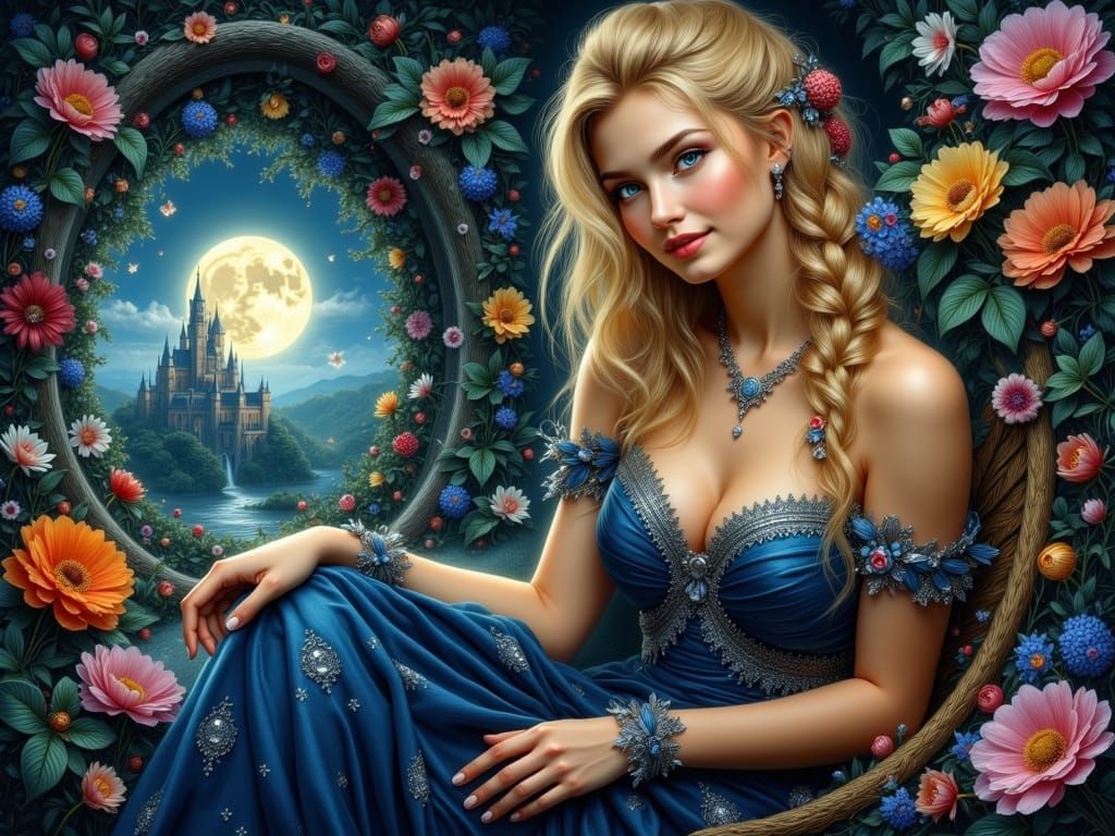 Radiant Norse Goddess in Enchanted Realm