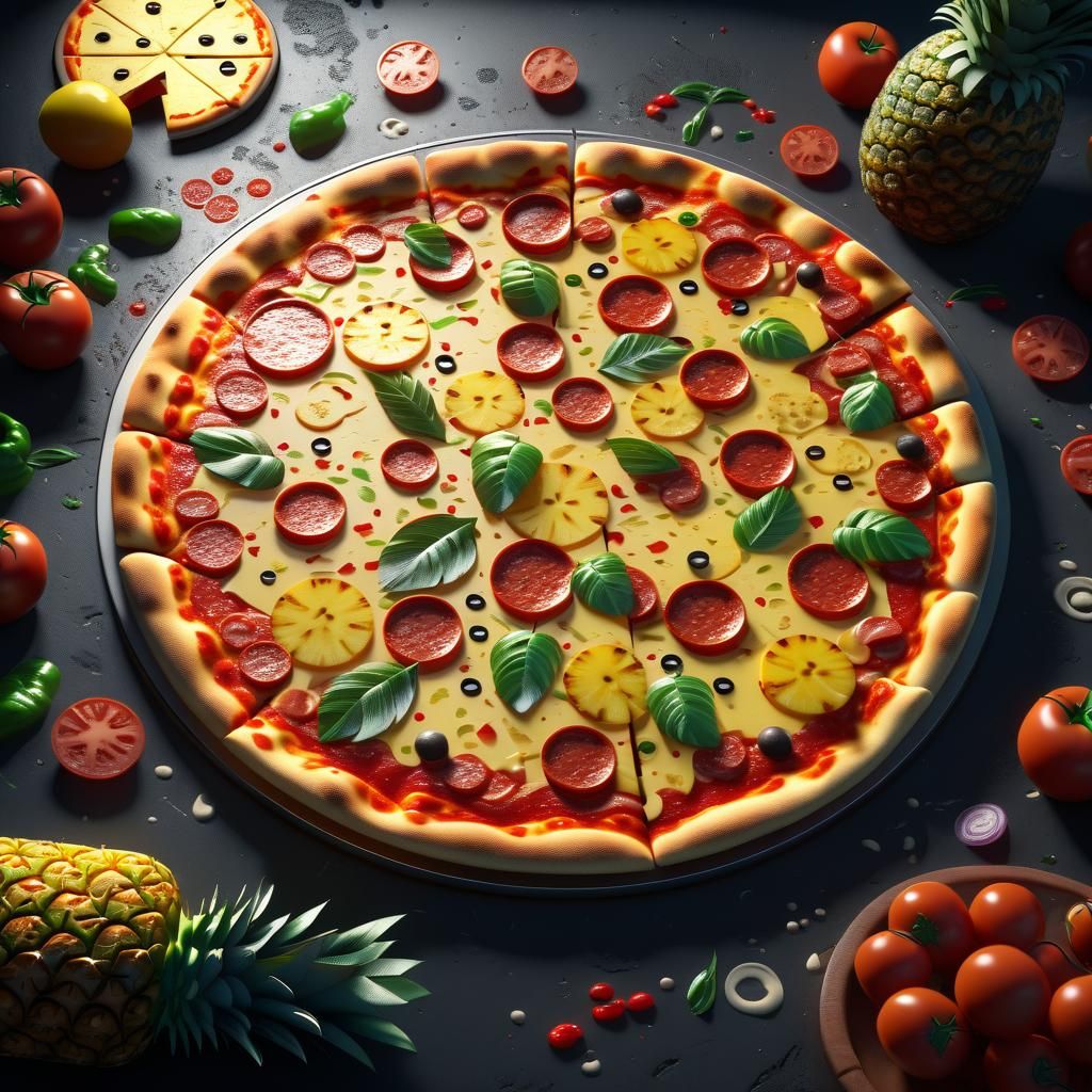 Fantastical Pizza with Pepperoni, Sausage, and Pineapple