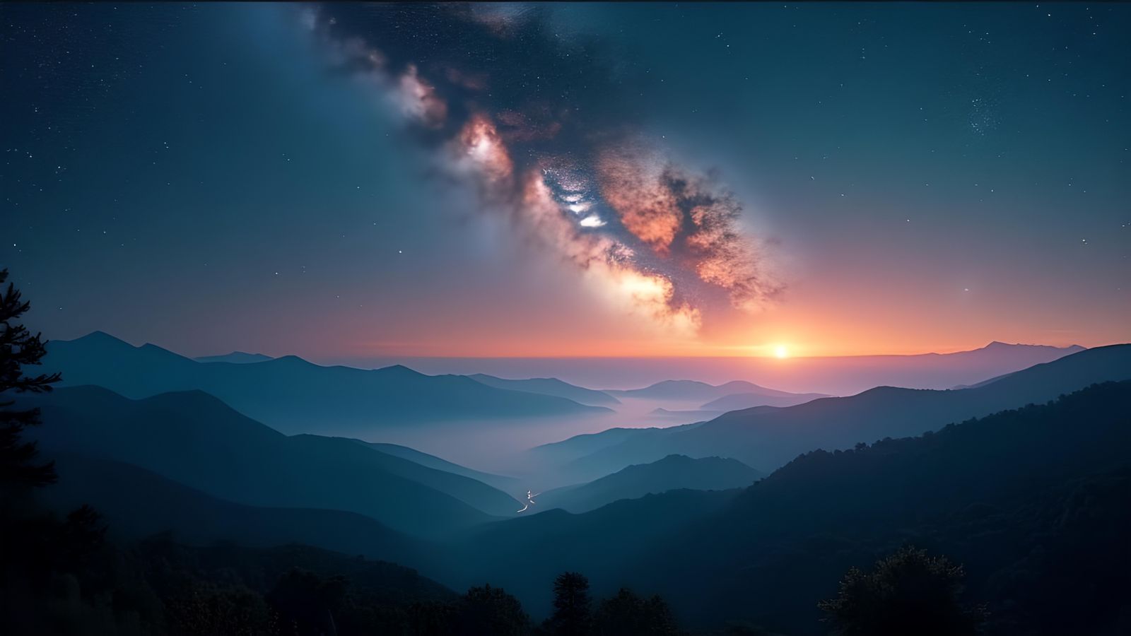 Smoky Mountains at Night: Hyperrealistic Panoramic View