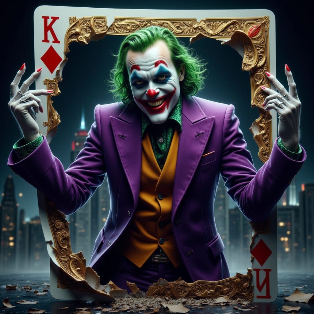 Gothic Joker Emerges from Velvet Playing Card