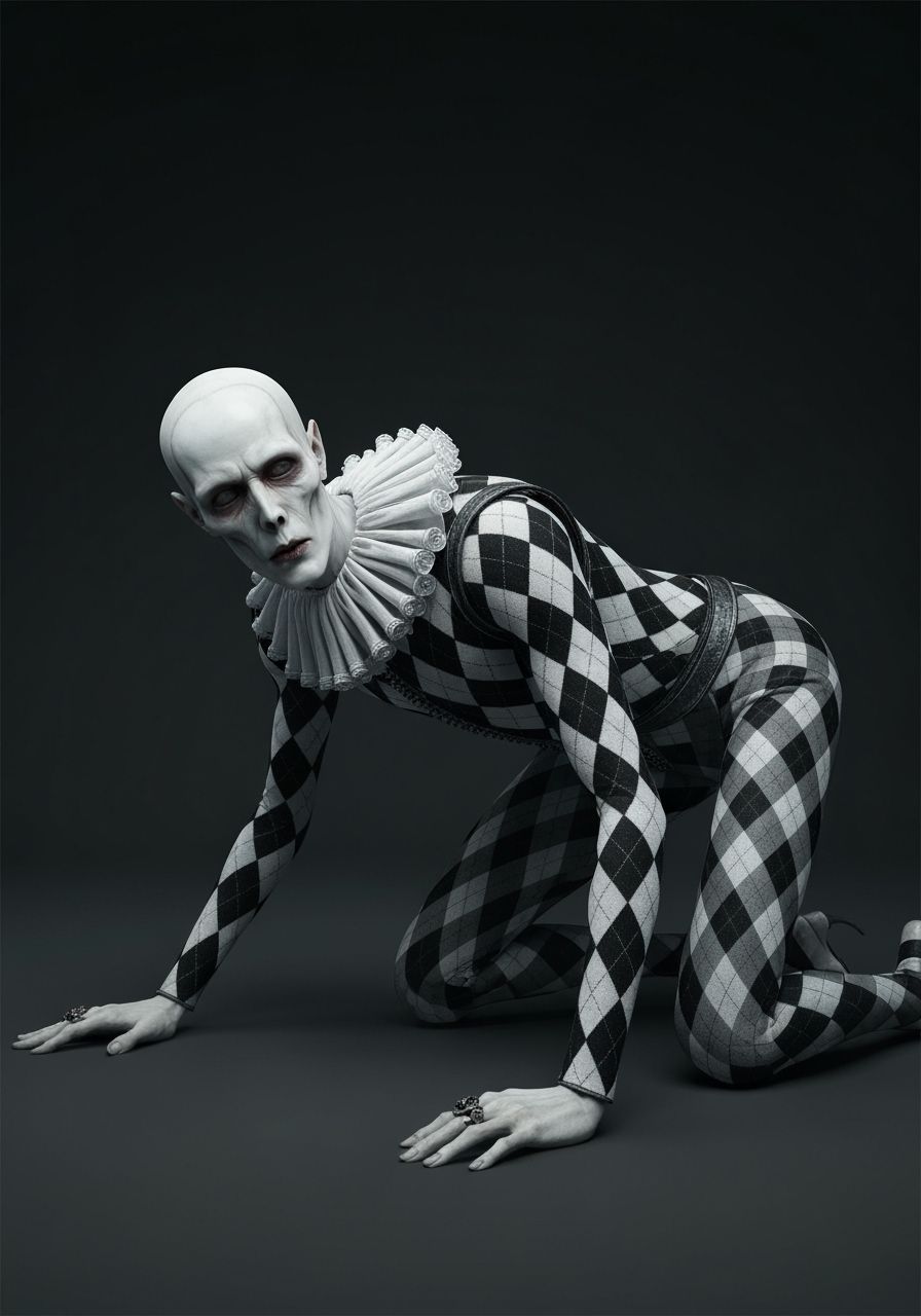 Ghoulish Harlequin King in 14th Century Aesthetic