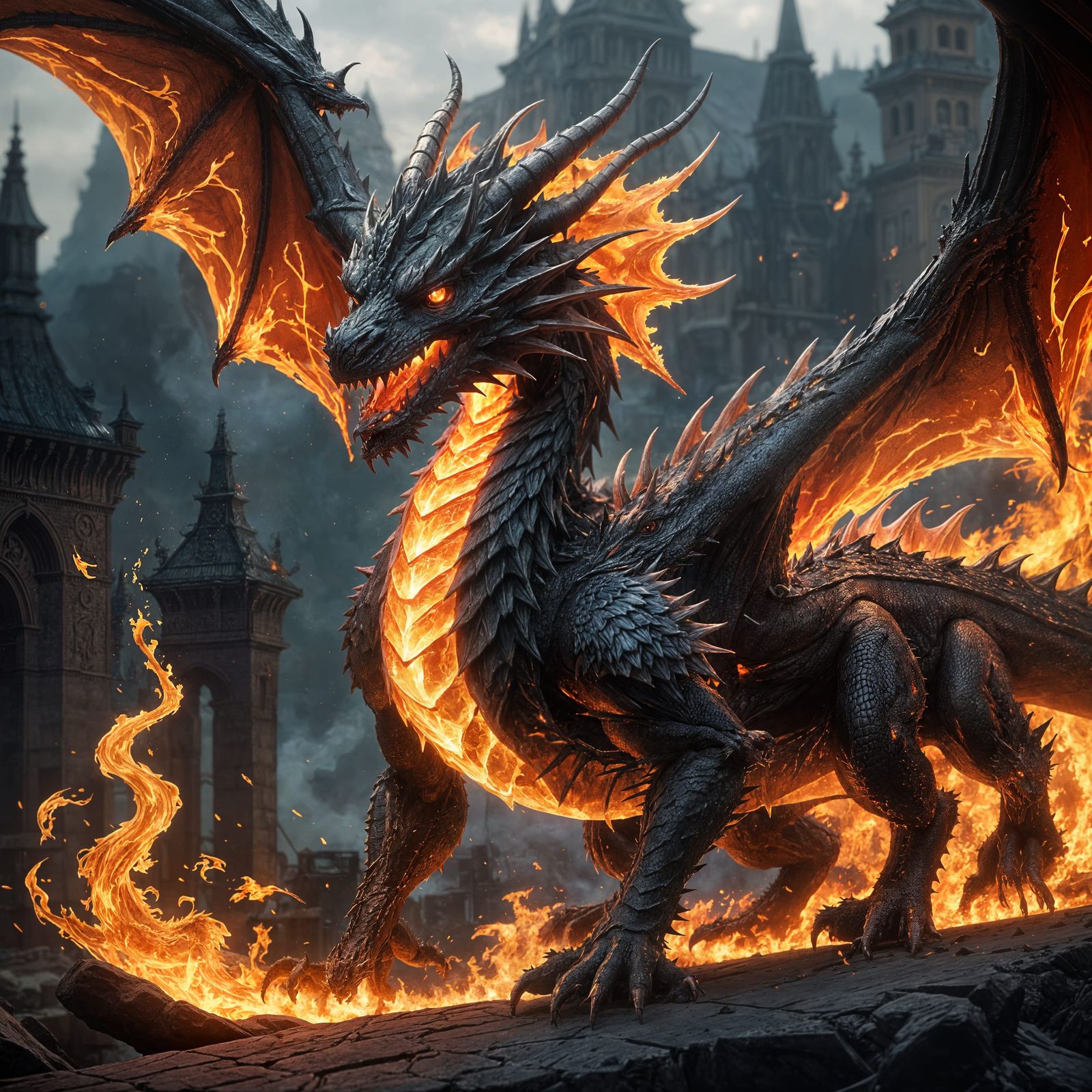 Fiery Dragon: 3D Anime Art