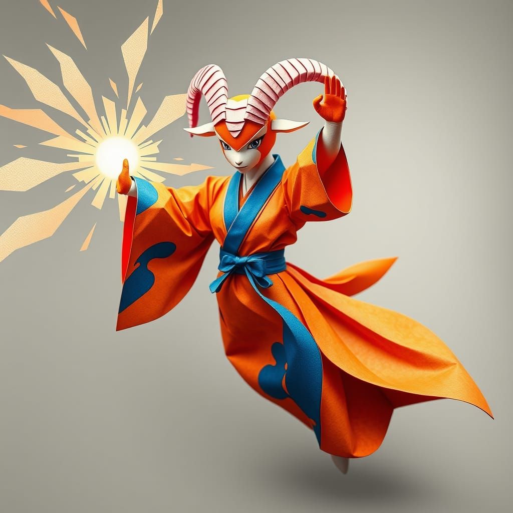 Vibrant Orange and Blue Papercraft Dragon Ball Heroine