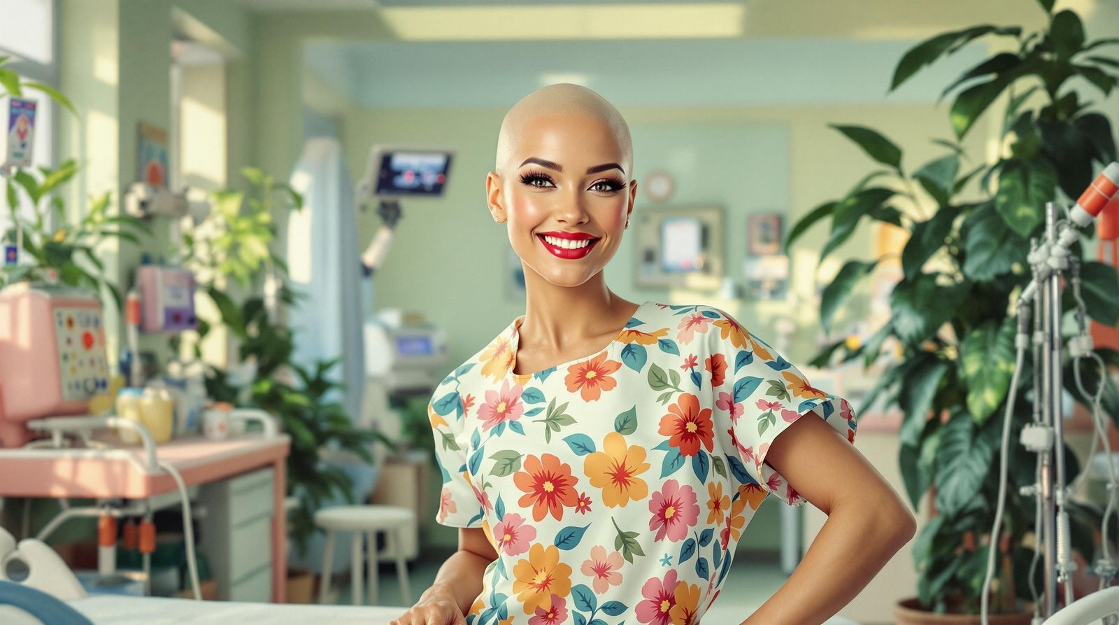 Happy Woman in a Hospital Setting, in Gil Elvgren and Artger...