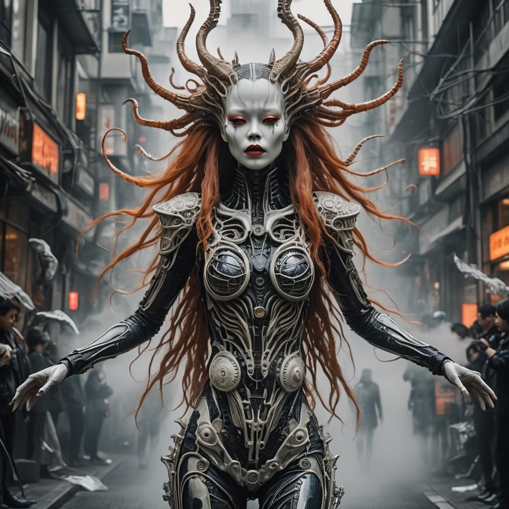 Angelic Descent: HR Giger Inspired Porcelain Angel