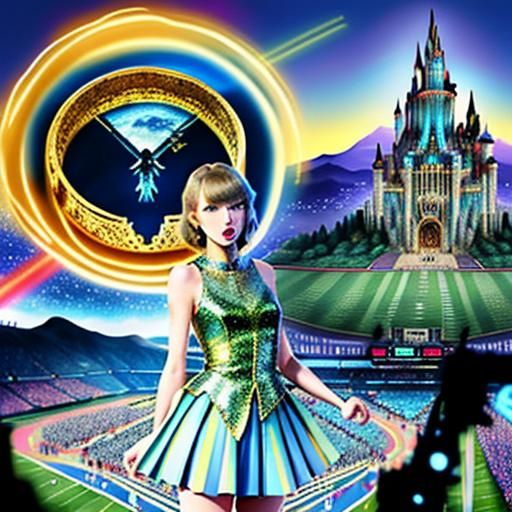 Taylor Swift at the Superbowl  🏟"Mount Olympus at dawn and look it is, "[Taylor swift ]"Psychedelic fantasy castle; and...