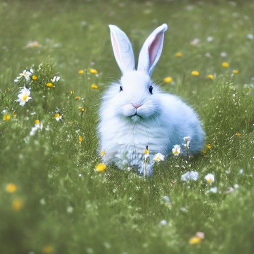 Fluffy Bunny in a Flower Field, 8K